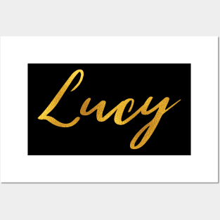 Lucy Name Hand Lettering in Faux Gold Letters Posters and Art